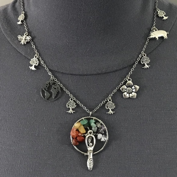 “Gaia: Mother Earth" Terra Greek Roman Goddess Handmade Mythology Necklace, Tree - Picture 9 of 16